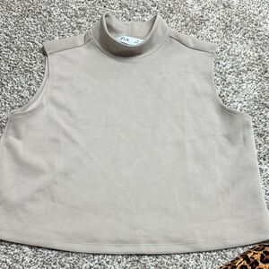 Sleeveless Mock Neck Tank Top in Light Taupe by FLX